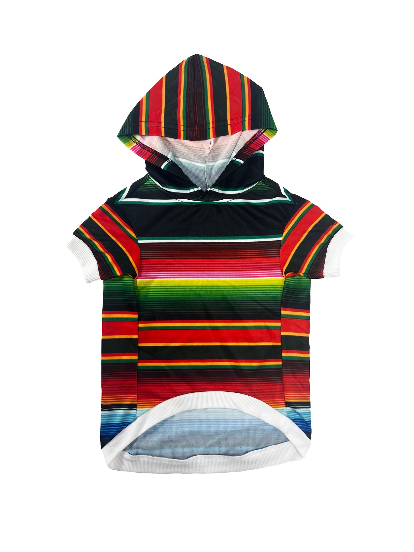 Pet Hoodie Black multi Serape Print