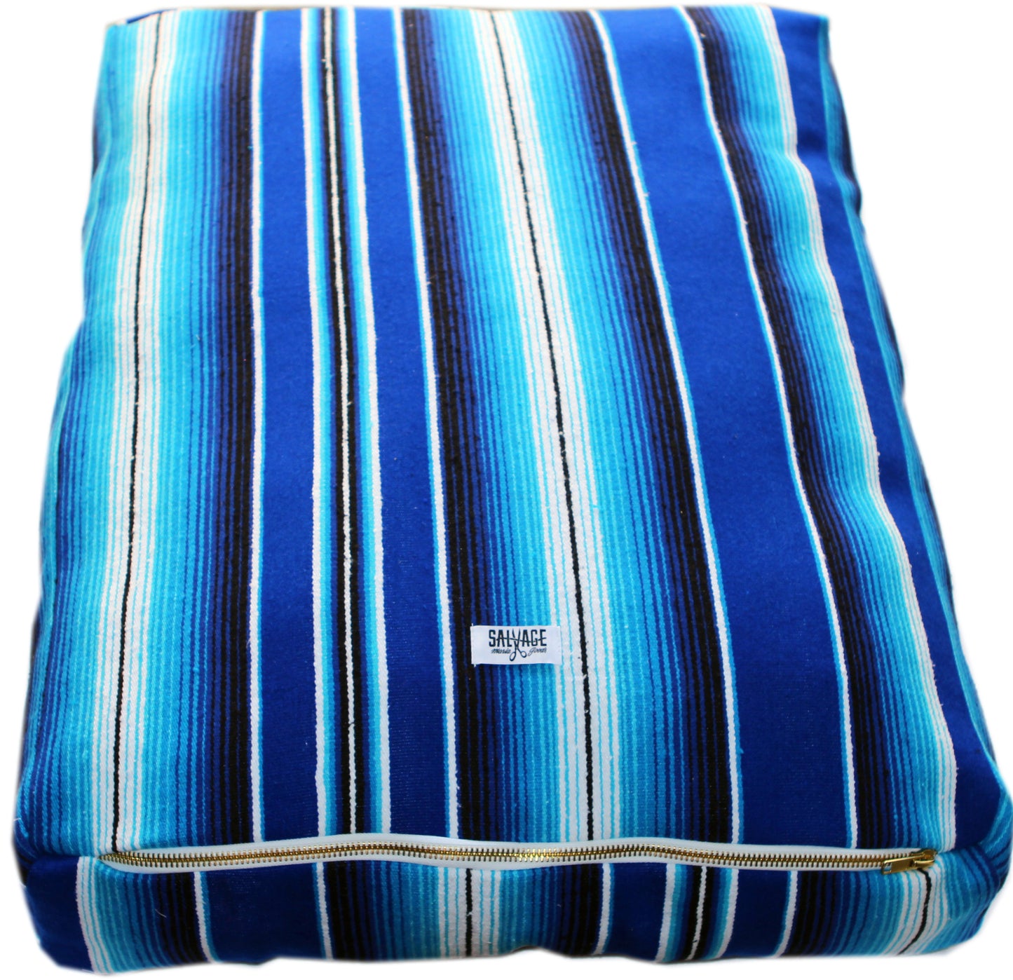 Saltillo Serape Rectangulo Cushion-Two tone Blue