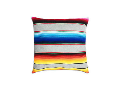 Saltillo Serape Square Home Pillow- Grey