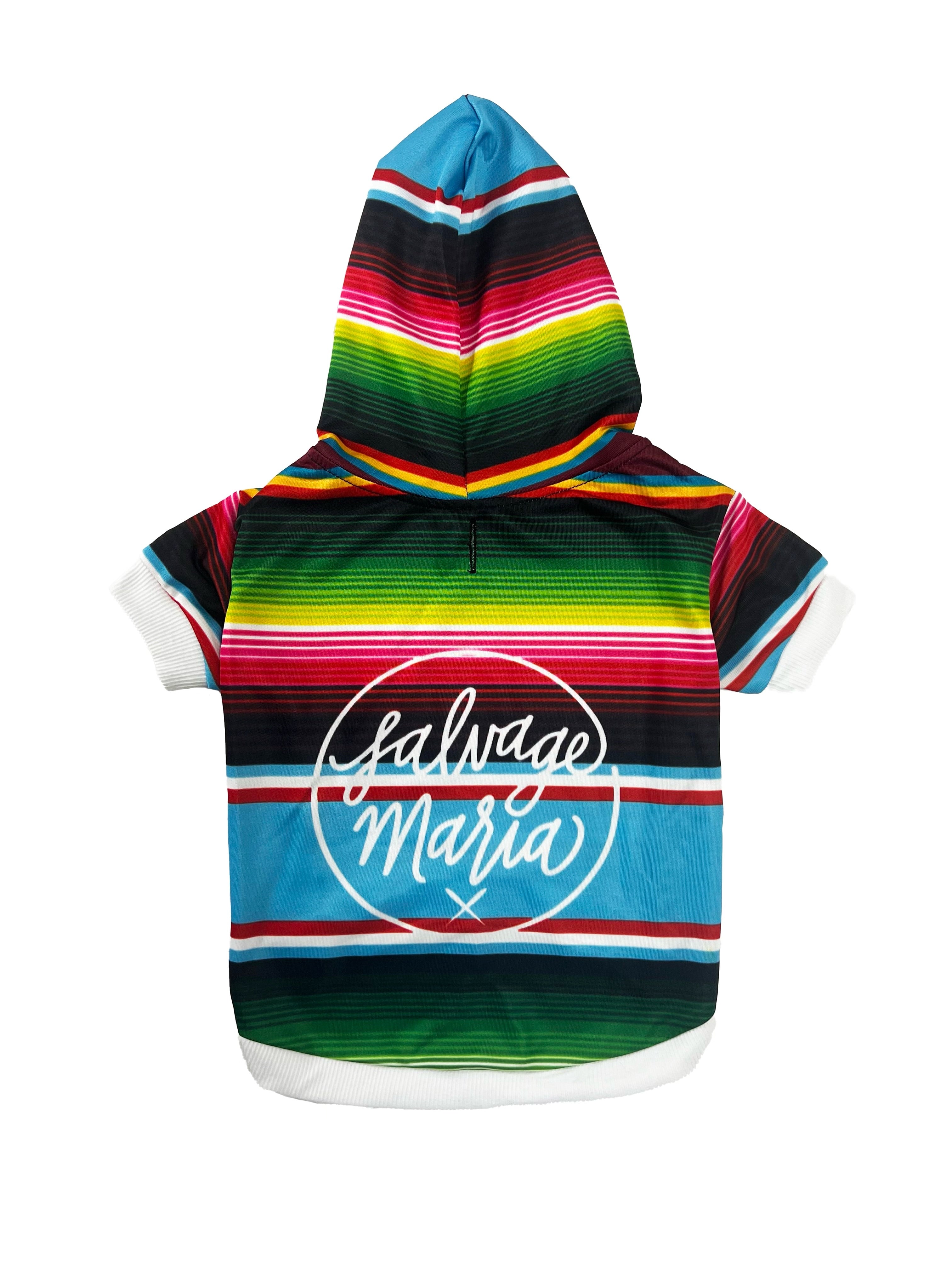 Pet Hoodie Light Blue multi Serape Print