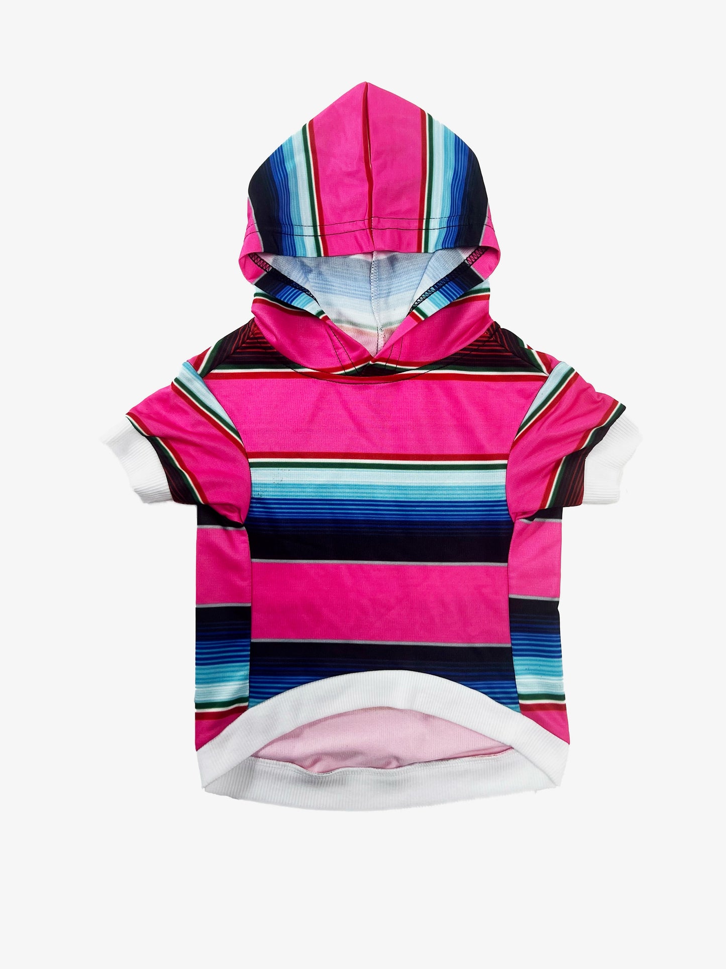 Pet Hoodie Pink & Blue Serape Print