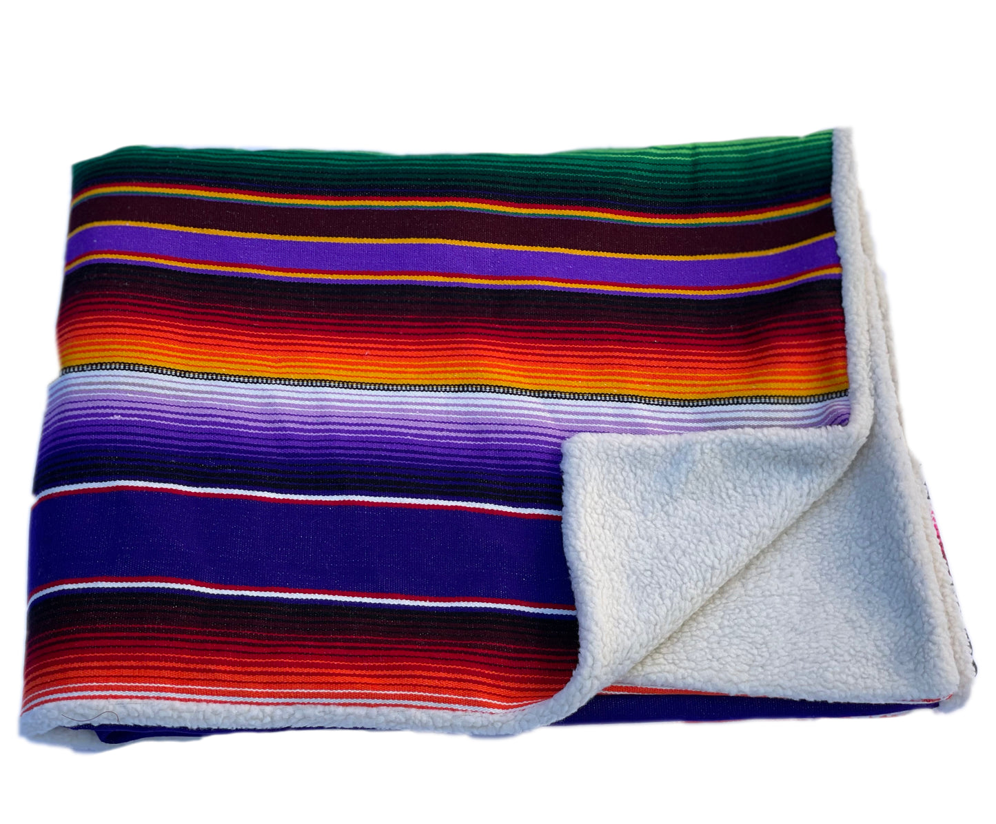 Saltillo Serape Blanket with Sherpa Lining - Purple