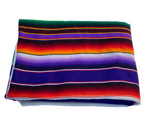 Saltillo Serape Blanket with Sherpa Lining - Purple