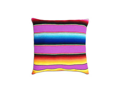 Saltillo Serape Square Home Pillow- Hot Pink