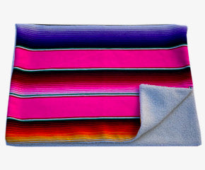 Saltillo Serape Blanket with Sherpa Lining - Pink