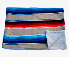 Saltillo Serape Blanket with Sherpa Lining - Tan