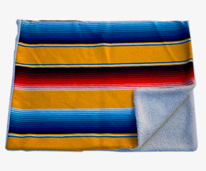 Saltillo Serape Blanket with Sherpa Lining - Yellow