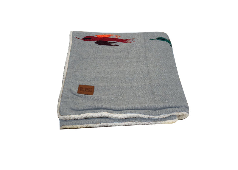 Thunderbird Blanket with Sherpa Lining - Grey