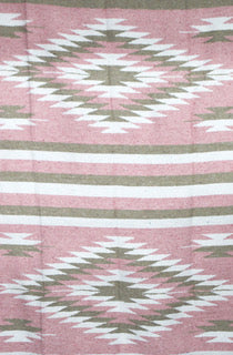 Diamante Double Blanket- Pink/tan/white